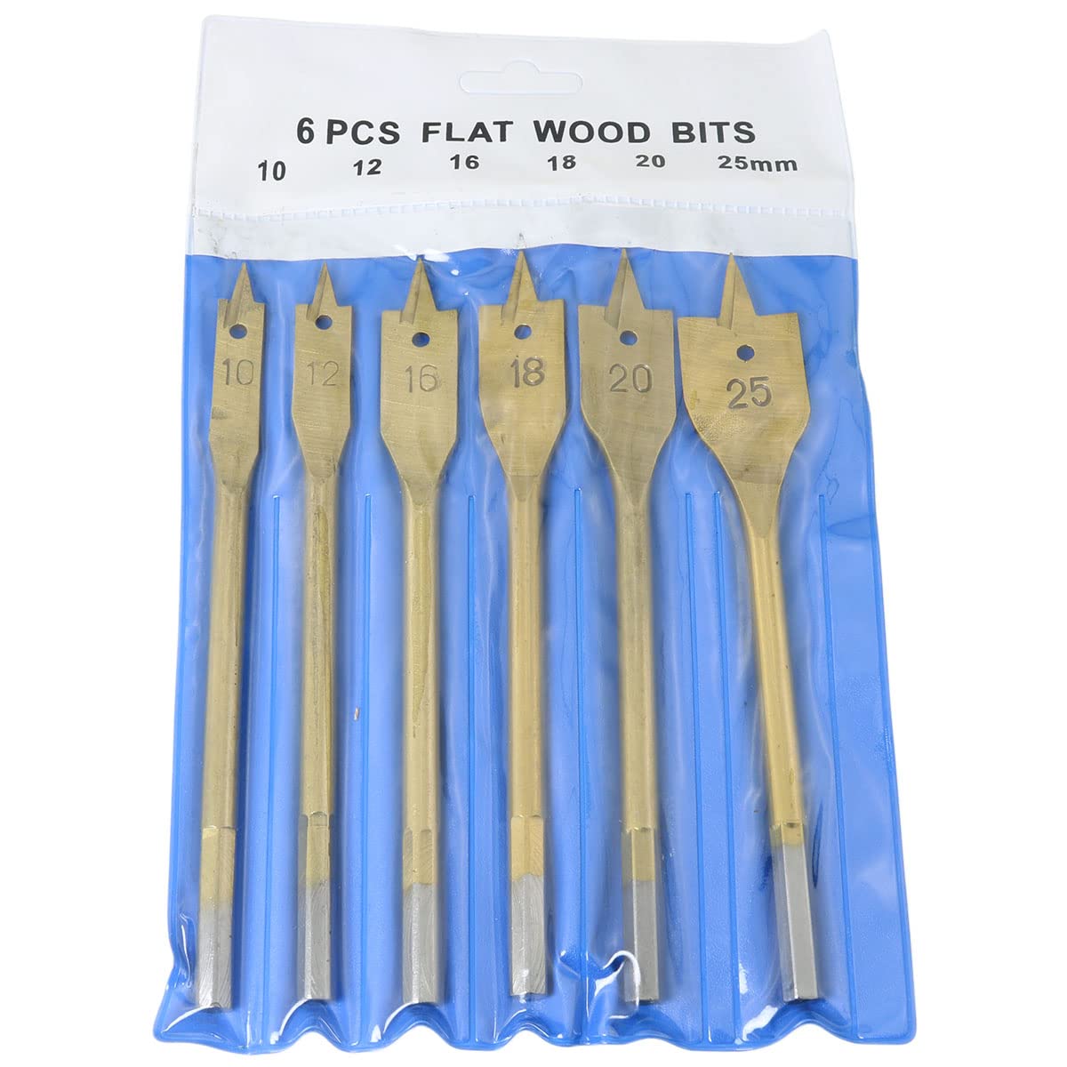 ZCZQC 6IN1 Spade Drill Bit Set Flat Wood Hole Cutter Gold Spade Dill Bits Wood Flat Hole Drill Bit (3/8", 5/8", 1/2", 3/4", 7/8", 1") Fit for Most Types of Wood as Well as Fiberglass