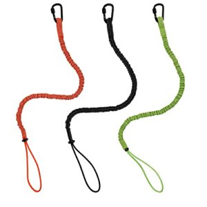 3 pack safety fall protection lanyard, retractable tool lanyard safety tool leash with adjustable screw lock carabiner clip (18 lb working limit, 3 color )