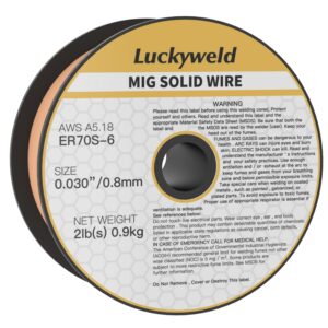 luckyweld mig welding wire er70s-6 .030"(0.8 mm)2-lb spool mild steel solid core mig wire (0.030-inch 2lb)