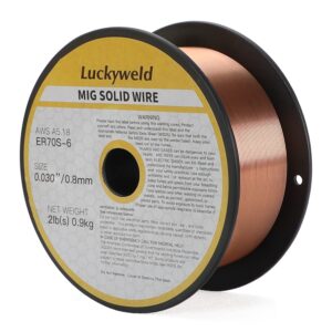 Luckyweld MIG Welding Wire ER70S-6 .030"(0.8 mm)2-lb Spool Mild Steel Solid Core Mig Wire (0.030-Inch 2LB)