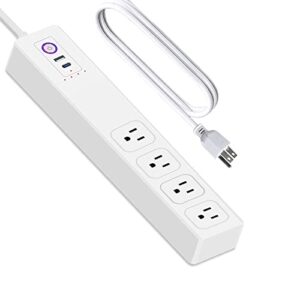 surge protector power strip, usb power strip, 4 wide ac outlets 4 usb, overload protection, pd65wusb-c power strip with 5ft extension cord, 1700j, home office desktop charging station etl certified