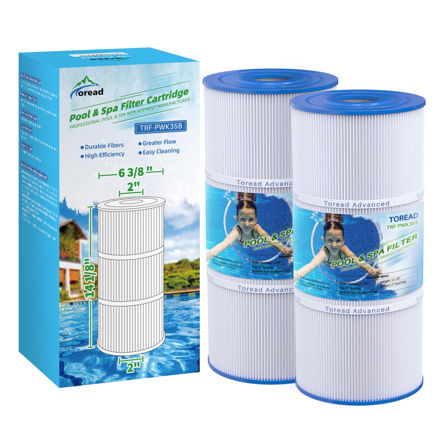 TOREAD PWK35B Filter Replaces Watkins 1642301-1, 78161, 78286, Hot Spring Limelight Series Filter Cartridge