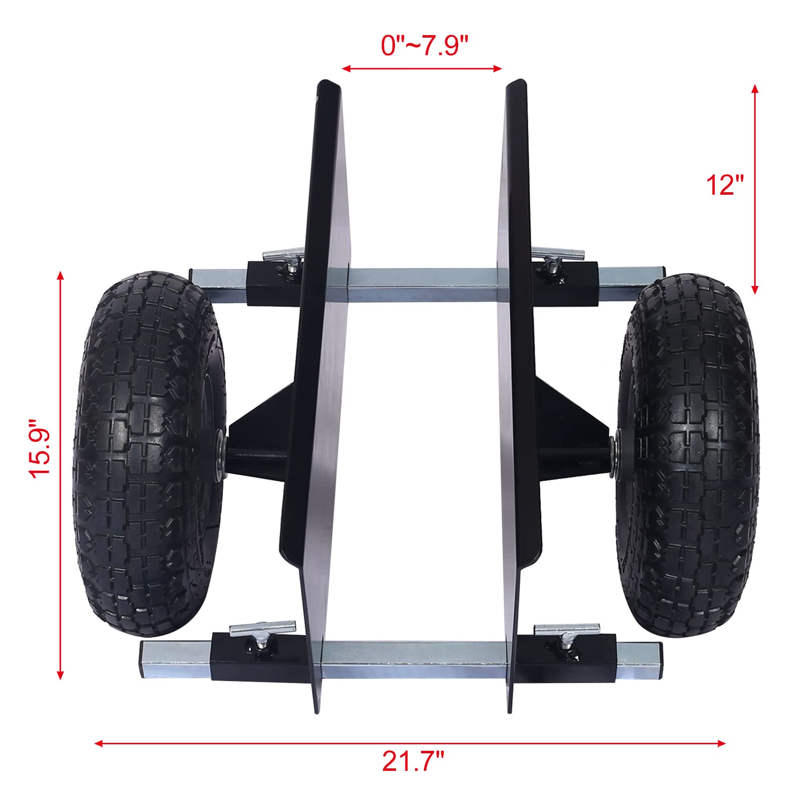 Henf Panel Dolly, Steel Plate and Slab Dolly with 10" Pneumatic Wheels, Drywall Dolly, Door Dolly, Wood Mover, 600 lbs Load Capacity (Black)