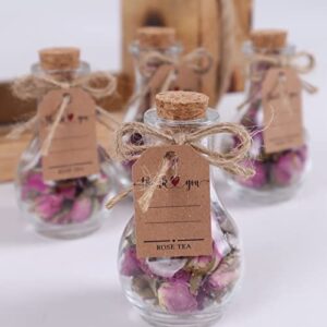 pack of 10 tea party favors bulk, personalized rustic wedding favors for guest, glass tea jar thank you gifts for your guest (rose tea)