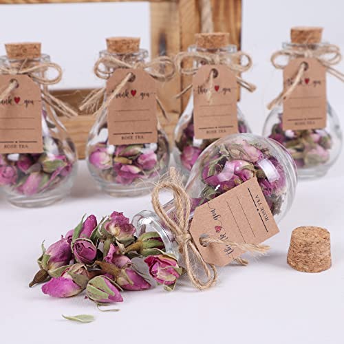 Pack of 10 Tea Party Favors Bulk, Personalized Rustic Wedding Favors for Guest, Glass Tea Jar Thank You Gifts for Your Guest (Rose Tea)