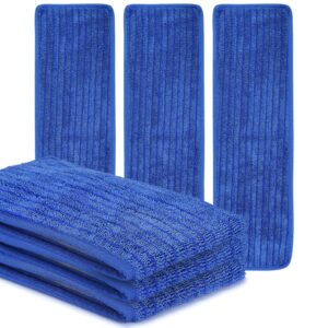 matthew 18'' microfiber mop replacement pads for wet dry reusable mops floor home commercial cleaning refills, machine washable compatible with bona mop&any microfiber flat mop system blue (3 pack)