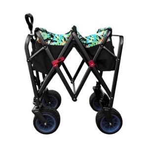 Hurley Beach & Gear Collapsible Wagon Cart, 30.25"x21.75"x31.25", Hawaiian Gardens, Black