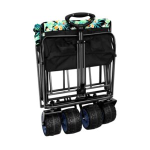 Hurley Beach & Gear Collapsible Wagon Cart, 30.25"x21.75"x31.25", Hawaiian Gardens, Black