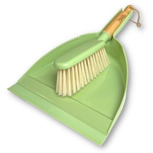 sprinkle & sweep hand broom and dustpan set - small dust pan & handheld brush with bamboo handle - cleaning tools for home, car, or indoor pet care