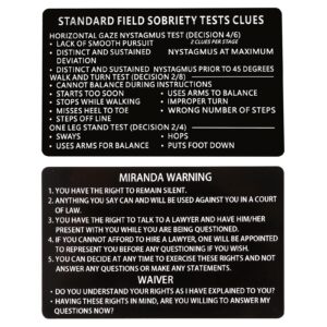 3pcs laser metal miranda warning card / standard field sobriety test clues cards