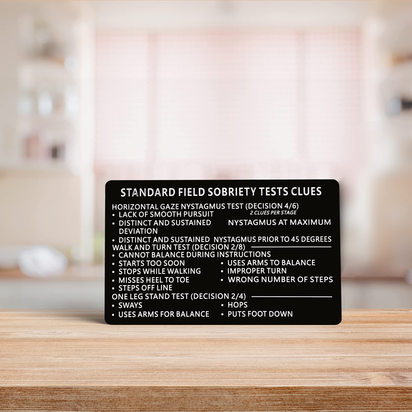 3PCS Laser Metal Miranda Warning Card / Standard Field Sobriety Test Clues Cards