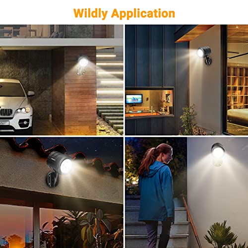 ASOFTY Motion Sensor Outdoor Light Battery Operated, 6 LED 1000 Lumen Wireless Spotlights with Remote Control, IP65 Waterproof 6000K Motion Security Light for Garage Yard Porch and Patio