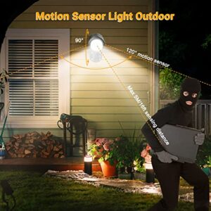 ASOFTY Motion Sensor Outdoor Light Battery Operated, 6 LED 1000 Lumen Wireless Spotlights with Remote Control, IP65 Waterproof 6000K Motion Security Light for Garage Yard Porch and Patio