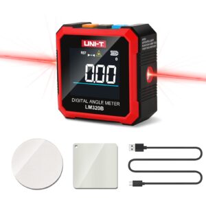 UNI-T Digital Angle Finder Magnetic Angle Cube Gauge LM320B, Rechargeable Digital Inclinometer Laser Level box, Woodworking Measurement Tool with LCD and Backlight