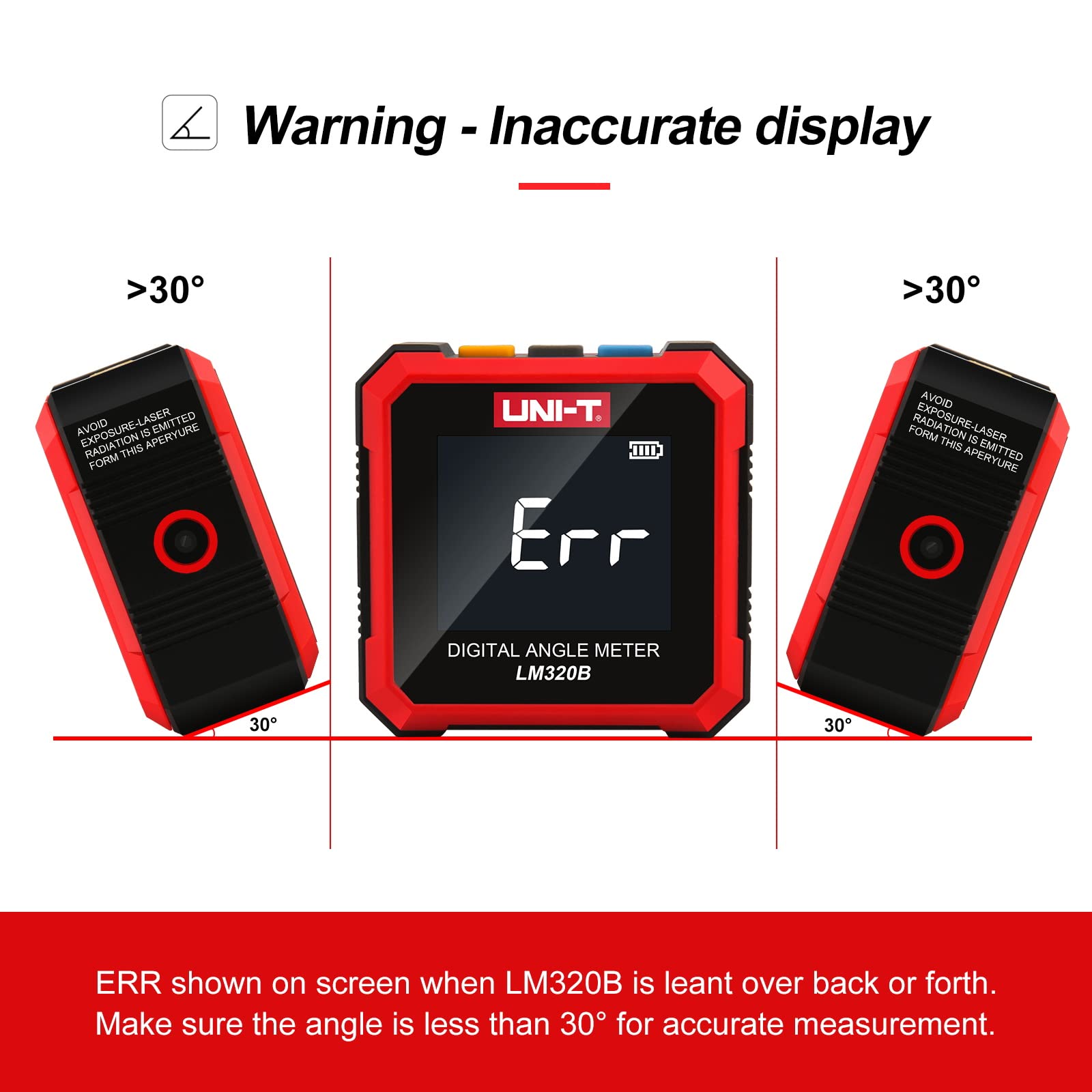 UNI-T Digital Angle Finder Magnetic Angle Cube Gauge LM320B, Rechargeable Digital Inclinometer Laser Level box, Woodworking Measurement Tool with LCD and Backlight