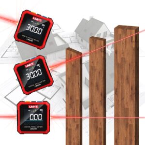 UNI-T Digital Angle Finder Magnetic Angle Cube Gauge LM320B, Rechargeable Digital Inclinometer Laser Level box, Woodworking Measurement Tool with LCD and Backlight