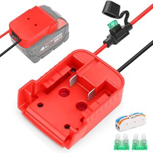 ecarke 1 pcs upgrade for power wheels adapter for milwaukee m18 battery 18v diy battery dock power connector for rc toy car truck 12 gauge robotic（with wire terminals & 30a fuse & switch）