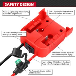 Ecarke 1 Pcs Upgrade for Power Wheels Adapter for Milwaukee M18 Battery 18v DIY Battery Dock Power Connector for RC Toy Car Truck 12 Gauge Robotic（with Wire Terminals & 30A Fuse & Switch）