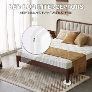 Bed Bug Interceptors | Bed Bug Interceptor Traps | Insect Trap, Monitor, and Detector for Bed Legs (White - 12 pcs)
