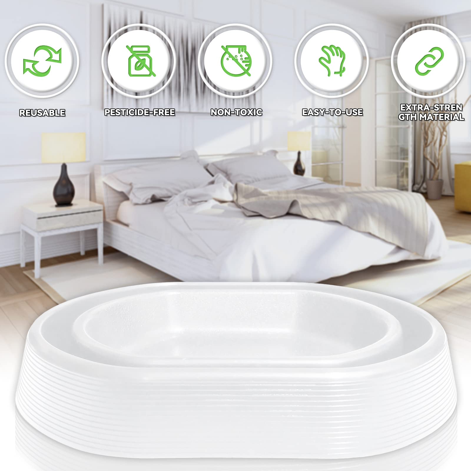 Bed Bug Interceptors | Bed Bug Interceptor Traps | Insect Trap, Monitor, and Detector for Bed Legs (White - 12 pcs)