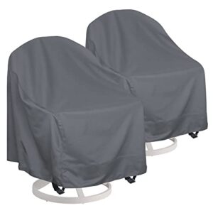 zilomi outdoor swivel lounge chair cover 2 pack, fits most lawn patio chairs / swivel dining chair (32'' lx35'' wx36'' h) ,480d oxford cloth water-resistant,gray