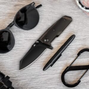 FLISSA Small Pocket Knife, 2-3/4" D2 Steel Blade, EDC Folding Knives, Ebony Wood Handle with Clip, Mini Knife with Liner Lock for Everyday Carry Camping Survival Hiking