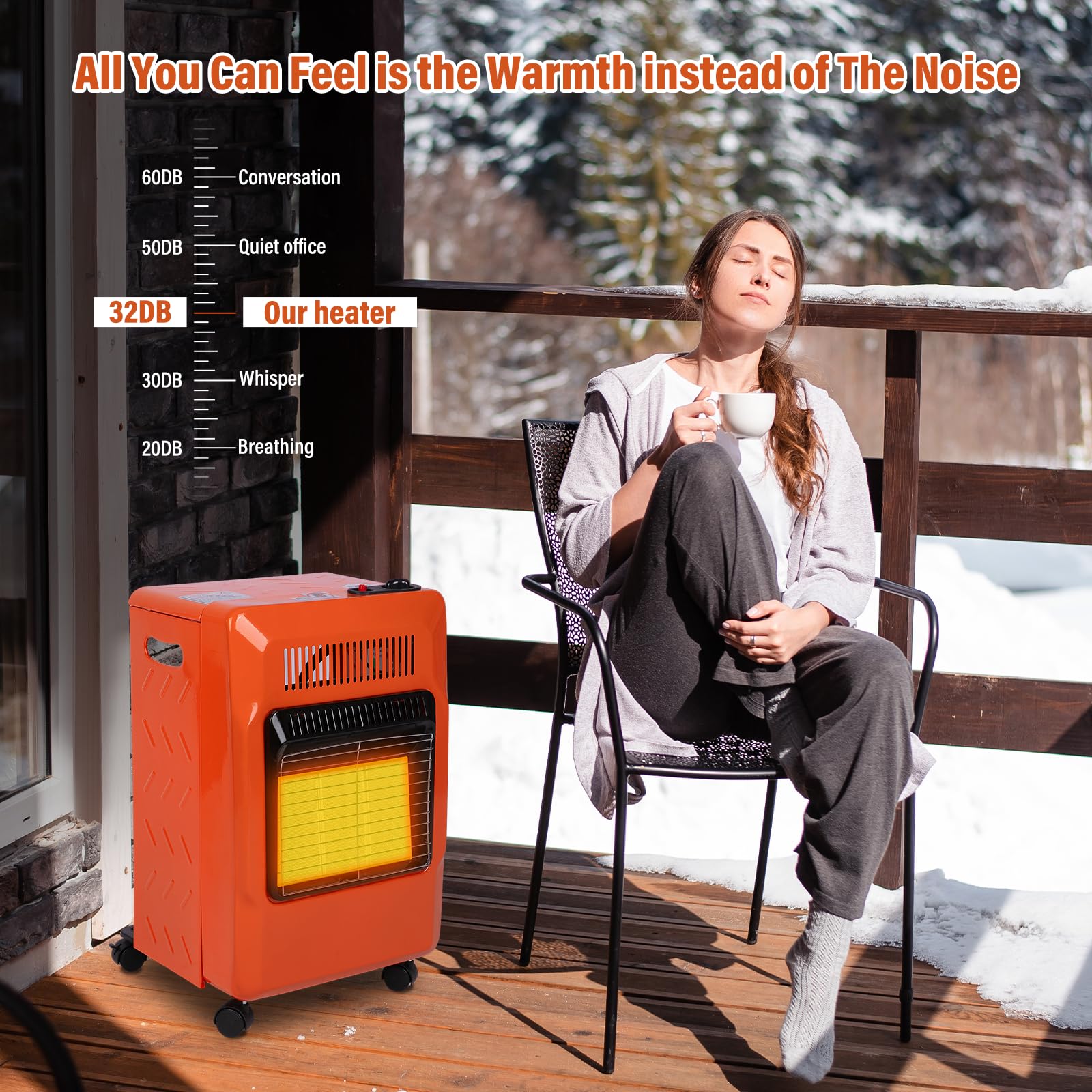 WELLUCK Propane Heater | Portable Patio Heater for Outdoor | LP Cabinet Gas Heater for Camping, Garages, Workshops & Construction Sites |18,000 BTU Warm Area up to 450 sq. ft, 3 Power Settings