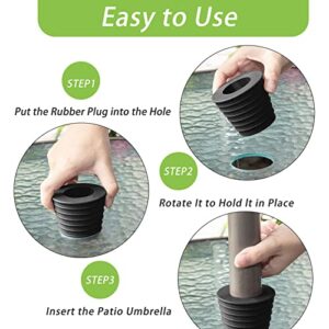 Patio Table Umbrella Hole Rings, 4 Pcs Silicone Patio Table Umbrella Hole Ring, and Cap Set, Umbrella Cone Wedge Plug for 2 to 2.5 Inch Patio Table Hole Opening and 1.5 Inch or Smaller Umbrella Pole