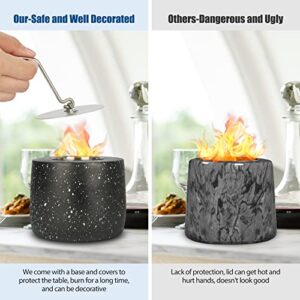 BHNDOING Concrete Tabletop Fire Pit, Marble Portable Tabletop Fireplace, Fire Pit Bowl for Indoor Outdoor Decor Long Time Burning Smokeless Odorless