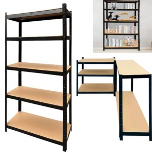 ansimida 5-shelf shelving units and storage, adjustable heavy duty steel wire shelving unit for garage, kitchen, office (30w x 12d x 67h)