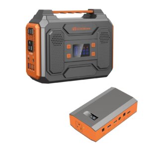 portable power station 300w and portable ac power bank 65w,zerokor portable power station bundle with ac outlets for home use camping rv travel emergency van life explore