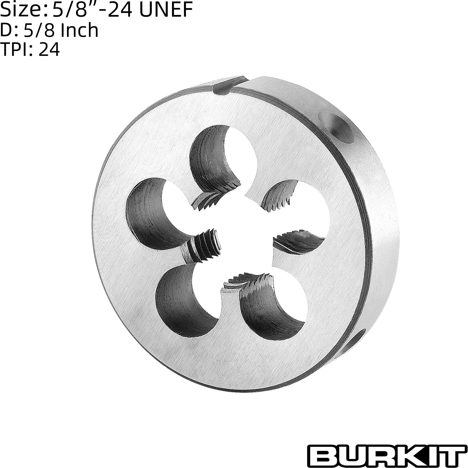 Burkit 5/8"-24 UNEF Round Threading Die, 5/8 x 24 UNEF Machine Thread Die Right Hand