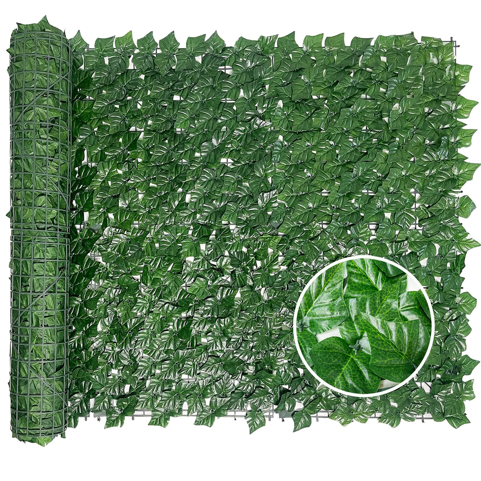 Bybeton Artificial Ivy Privacy Fence - 40" x 120" UV-Resistant Green Fake Vines Leaf Grass Wall - Patio, Balcony, Garden, Backyard Decor