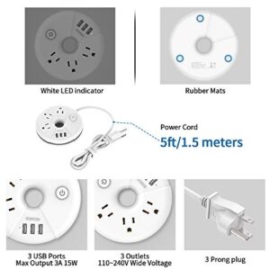 Power Strip Bundle, NTONPOWER Travel Power Strip with 3 Outlets 3 USB 5 ft, 25 ft Flat Plug Extension Cord with 6 Outlets 4 USB Ports, White