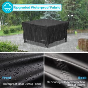 Velway Square Gas Fire Pit Cover - Outdoor Heavy Duty Patio Fire Pit Cover Fits for 28-34 Inch Waterproof Windproof Full Coverage Dustproof Anti UV&Tear Resistant, 34"x34"x16", Black