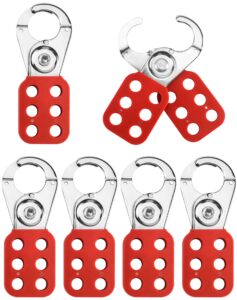 qwork lock out tag out hasp, 6 pack tamper-proof stainless steel padlock hasp with extended jaw, red