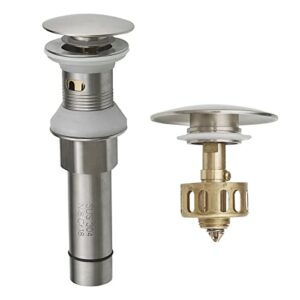 hoimpro pop up drain, bathroom sink drain stopper with overflow, vessel sink drain assembly with detachable basket stopper, anti-explosion and anti-clogging drain strainer sus 304 (brushed nickel)