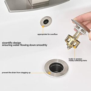 Hoimpro Pop Up Drain, Bathroom Sink Drain Stopper with Overflow, Vessel Sink Drain Assembly with Detachable Basket Stopper, Anti-Explosion and Anti-Clogging Drain Strainer SUS 304 (Brushed Nickel)