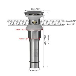 Hoimpro Pop Up Drain, Bathroom Sink Drain Stopper with Overflow, Vessel Sink Drain Assembly with Detachable Basket Stopper, Anti-Explosion and Anti-Clogging Drain Strainer SUS 304 (Brushed Nickel)