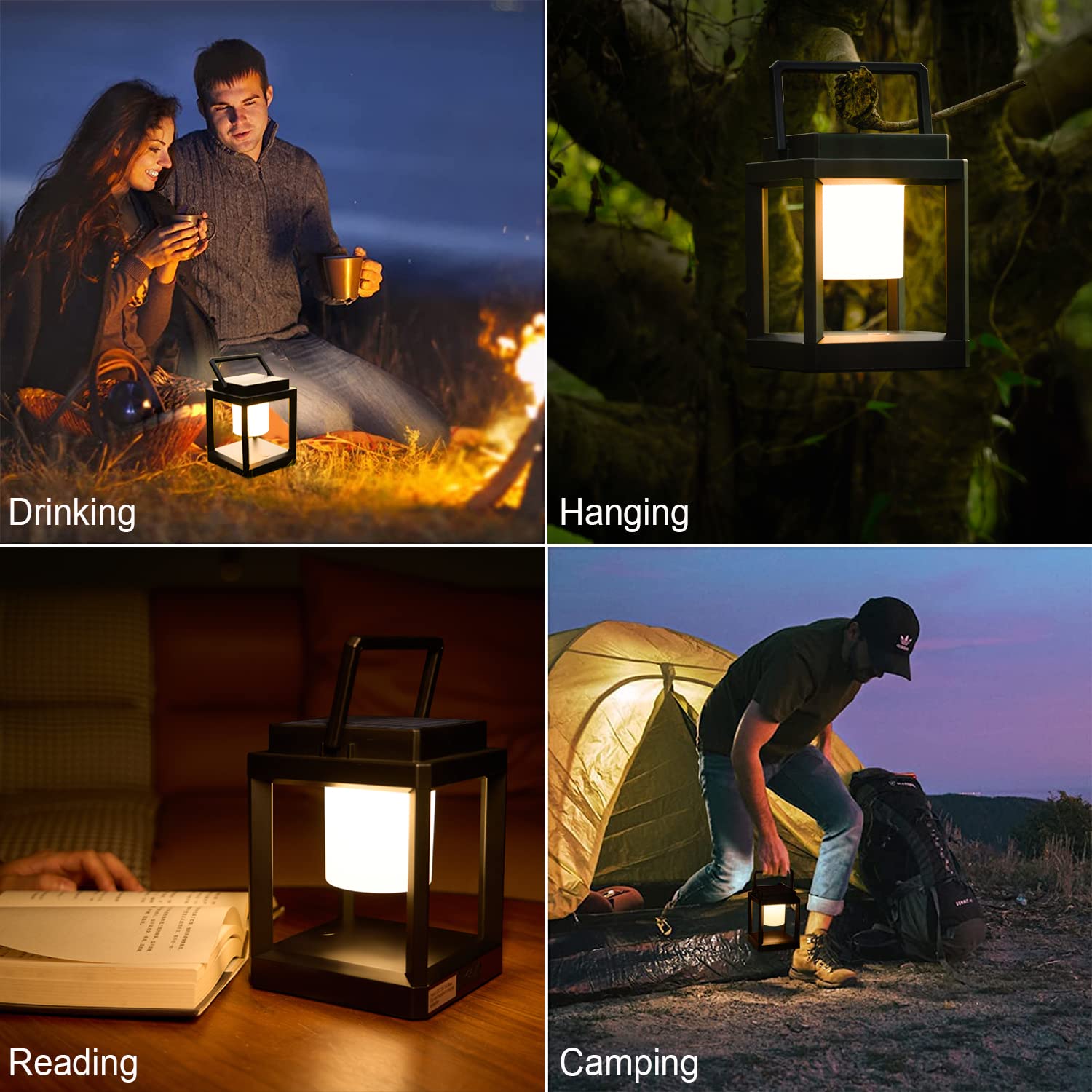 Solar Lantern Outdoor Light, Solar Lanterns Outdoor Waterproof Hanging Lamps Portable Rechargeable LED Nightstand Table lamp for Garden Patio Yard Lawn and Tabletop