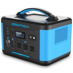 portable power station 1280wh, aispex solar generator with jumper starter, 110v/1000w pure sine wave ac outlet, pd 100w, lifepo4 battery power stations for home backup rv/van camping travel emergency