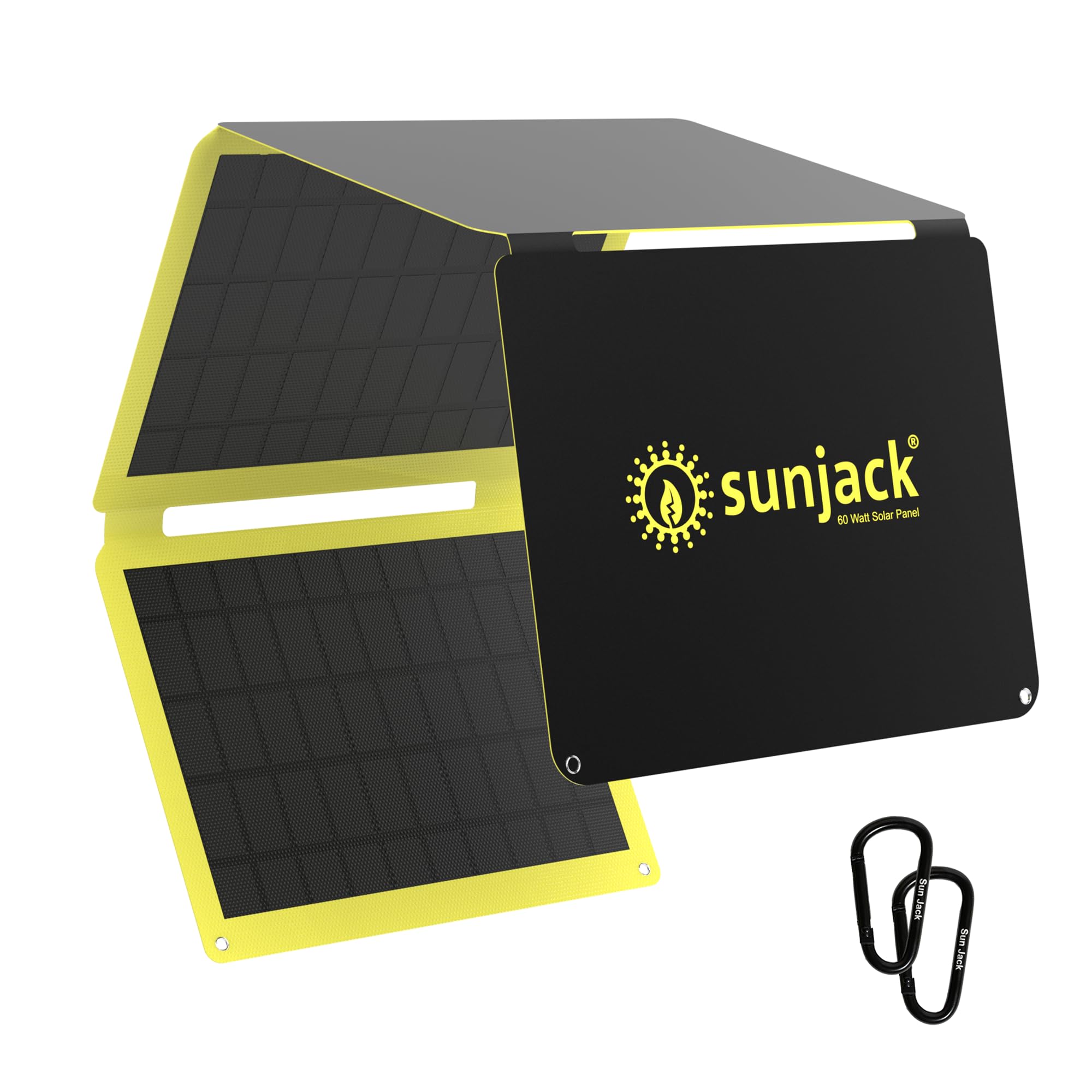 SunJack 60 Watt Foldable IP67 Waterproof ETFE Monocrystalline Portable Solar Panel with DC/USB QC3.0/Type-C for Cell Phones, Laptops, Power Stations for Backpacking, Camping, Hiking and More