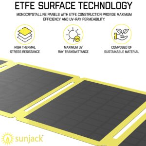 SunJack 60 Watt Foldable IP67 Waterproof ETFE Monocrystalline Portable Solar Panel with DC/USB QC3.0/Type-C for Cell Phones, Laptops, Power Stations for Backpacking, Camping, Hiking and More