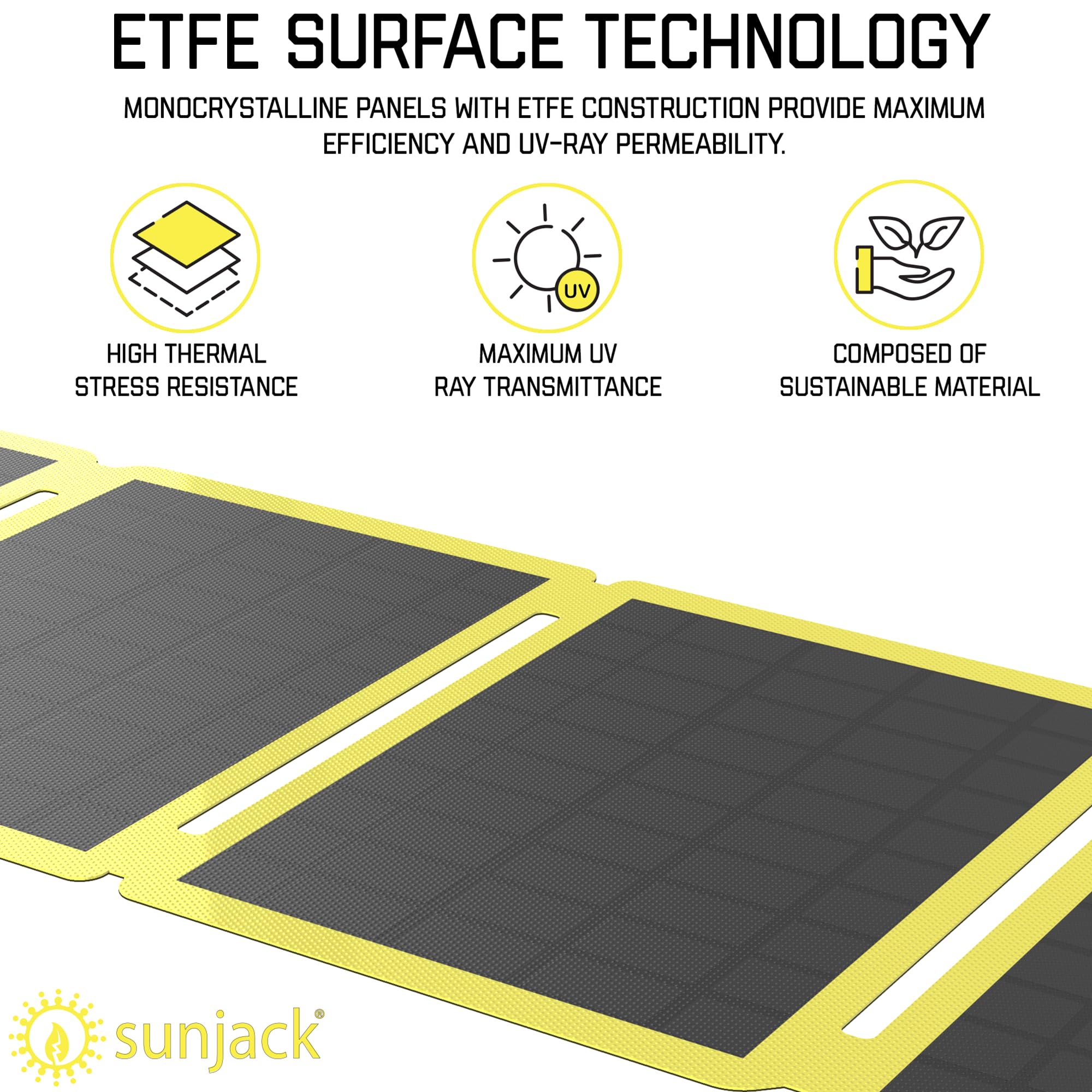 SunJack 60 Watt Foldable IP67 Waterproof ETFE Monocrystalline Portable Solar Panel with DC/USB QC3.0/Type-C for Cell Phones, Laptops, Power Stations for Backpacking, Camping, Hiking and More