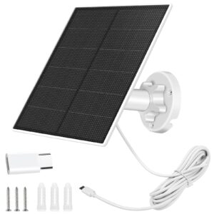 solar panel for security camera,5w usb solar panel for dc 5v security camera with micro usb or usb-c port,ip65 waterproof solar charger for camera with 360°adjustable mounting(1 pack)