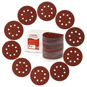 5 inch sanding discs hook and loop - 150 pcs 8-holes orbital sandpaper includes - 60/80/100/120/150/180/240/320/400/600 assorted - dustless and anti-clogging - by maxopro