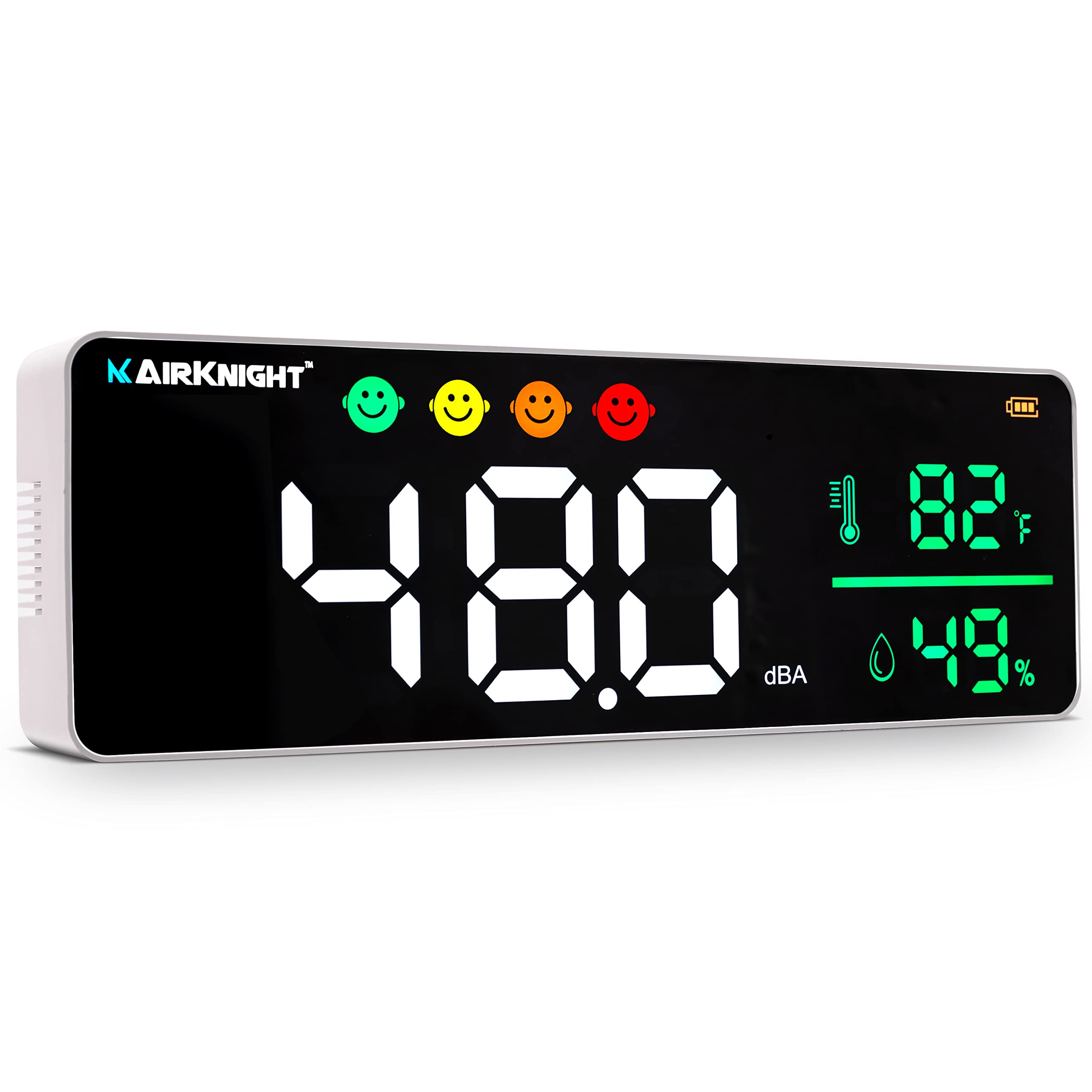 AirKnight 3-in-1 Decibel Meter Sound Level Reader + Humidity & Temperature. Classroom Noise Meter, Sound Meter, SPL Meter & DB Meter Wall Mounted. Sound Level Meter, Decibel Reader Noise Decibel Meter