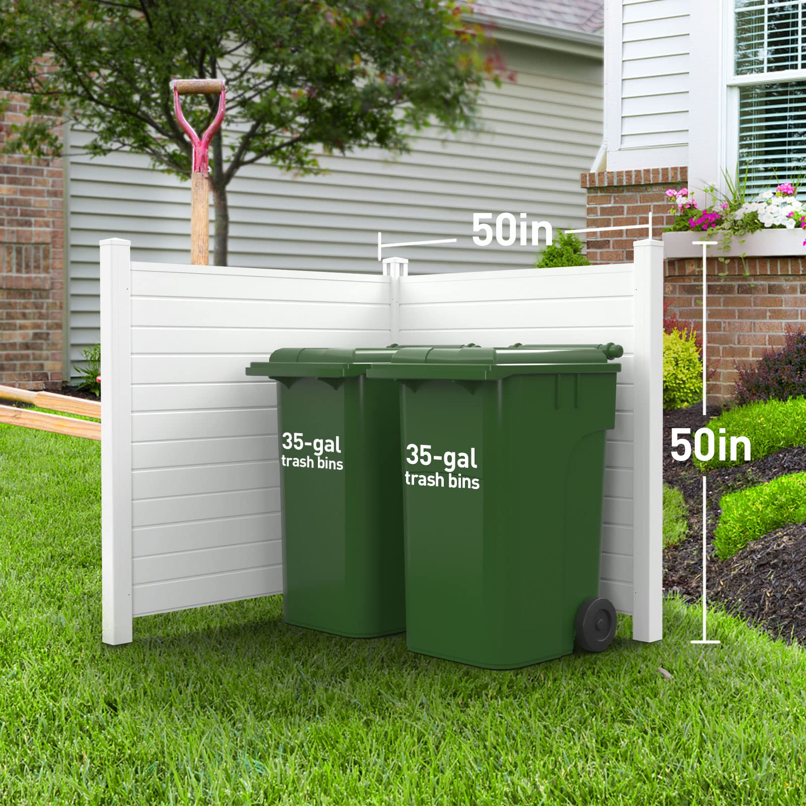 Caprihom Air Conditioner Fence Trash Can Screen Fence 50"W X 50"H Pool Equipment Fence Enclosure Vinyl Privacy Fence Panel Outdoor Privacy Screens Kit (2-Pack)