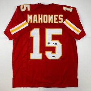 Facsimile Autographed Patrick Mahomes Kansas City Red Reprint Laser Auto Football Jersey Size Men's XL