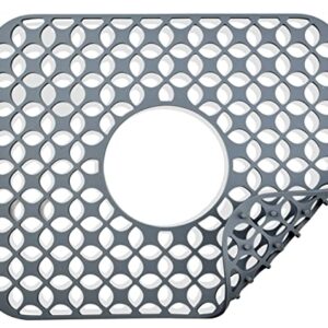 Sink Mat Kitchen Sink Protector for Bottom of Farmhouse Stainless Steel or Porcelain Bowl Sink, Silicone Grey Non-slip Heat Resistant (15.7 inch x 10.6 inch)